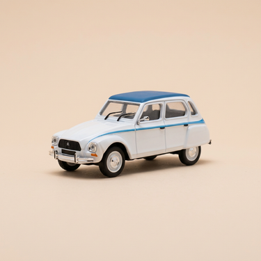 Voiture miniature - Citroën Dyane "Côtes d'Azur" blanche avec liseret bleu et toit bleu - Norev (sous blister)