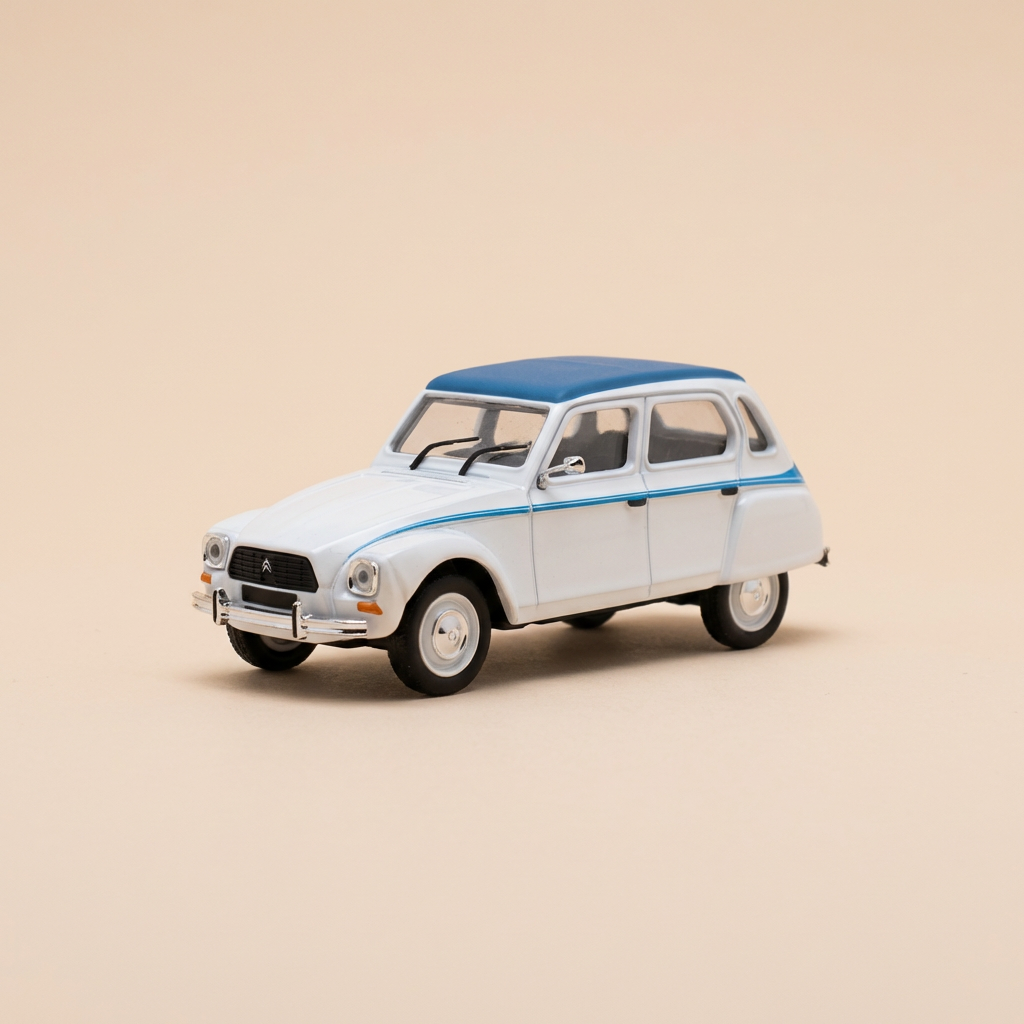 Citroën Dyane "Côtes d'Azur" wäiss mat blauer Linning an engem blauen Dack - Norev (ënner Blister)