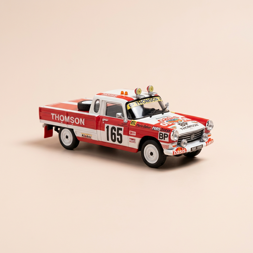 Peugeot 404 pick-up rout an wäiss N°165 (rallye Paris-Dakar 1979)
