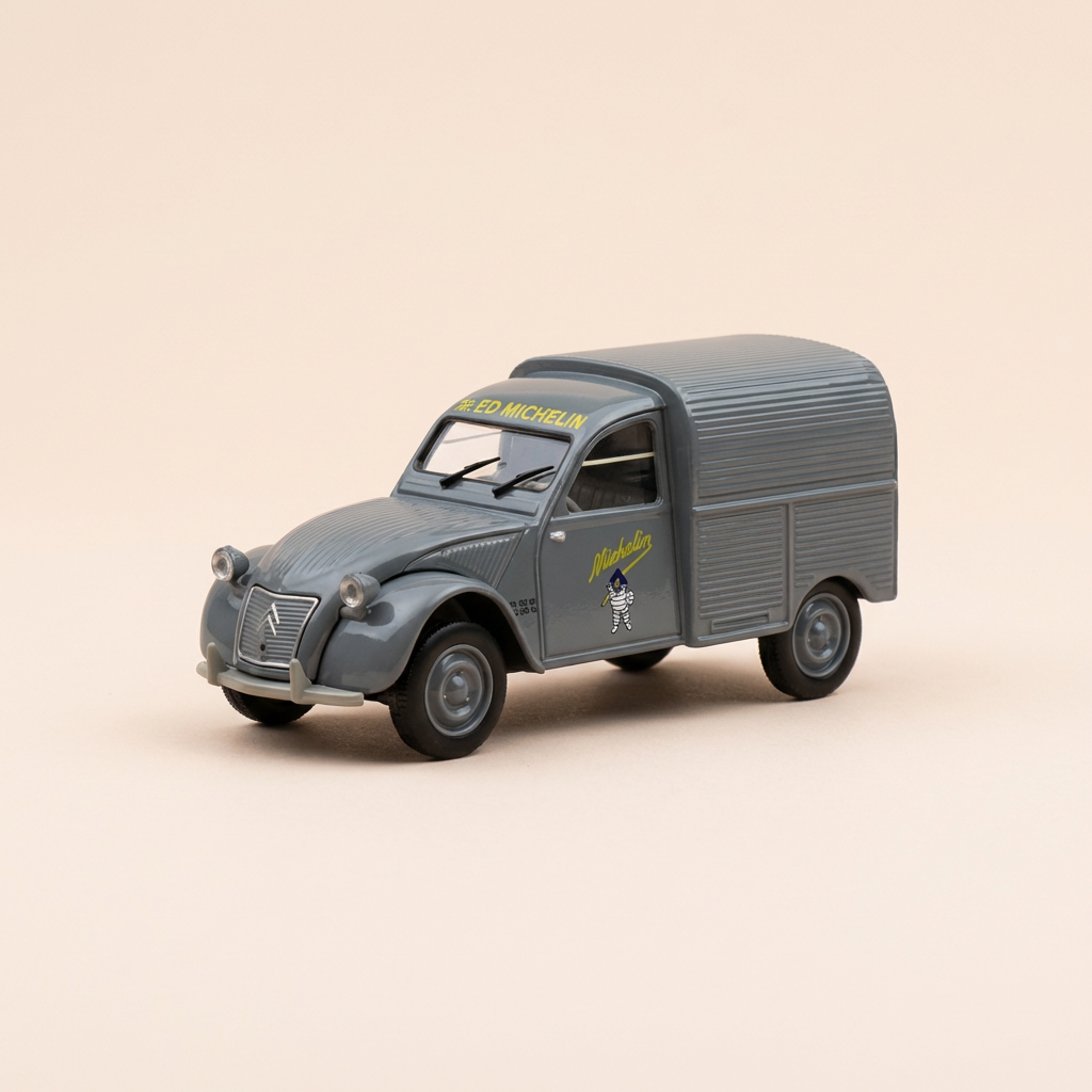 Voiture miniature - Citroën 2 CV AZU grise Michelin - Norev