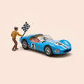Voiture miniature - Voiture bleue et liserets blancs numéro 3 Vaillante Le Mans '61 (Album le 13 est au départ) - Bande Dessinée Michel Vaillant