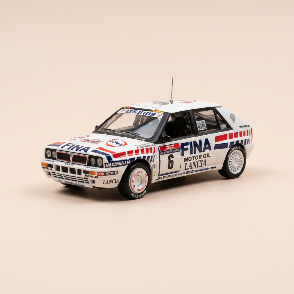 Lancia Delta Intégrale 16V blanche, rouge et noire numéro 9 - Tour de Corse 1990