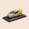 Voiture miniature - Peugeot 307 WRC grise et jaune numéro 1 - rallye du Limousin 2008