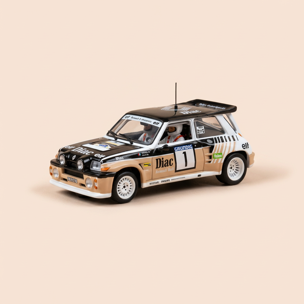 Renault 5 maxi Turbo noire, marron et blanche numéro 1 - rallye du Var 1986