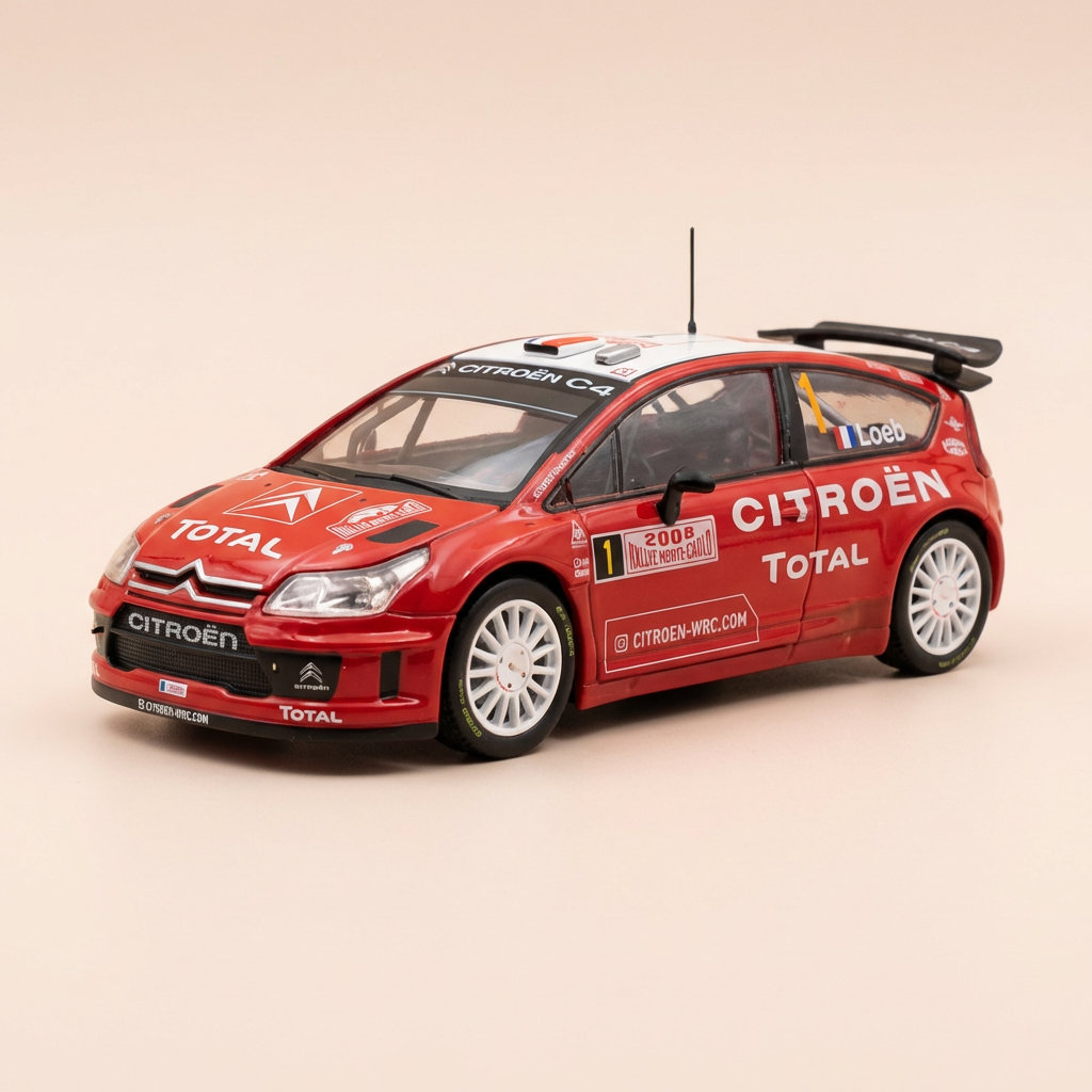 Citroën C4 WRC rouge et blanche numéro 1 - rallye de Monté-Carlo 2008