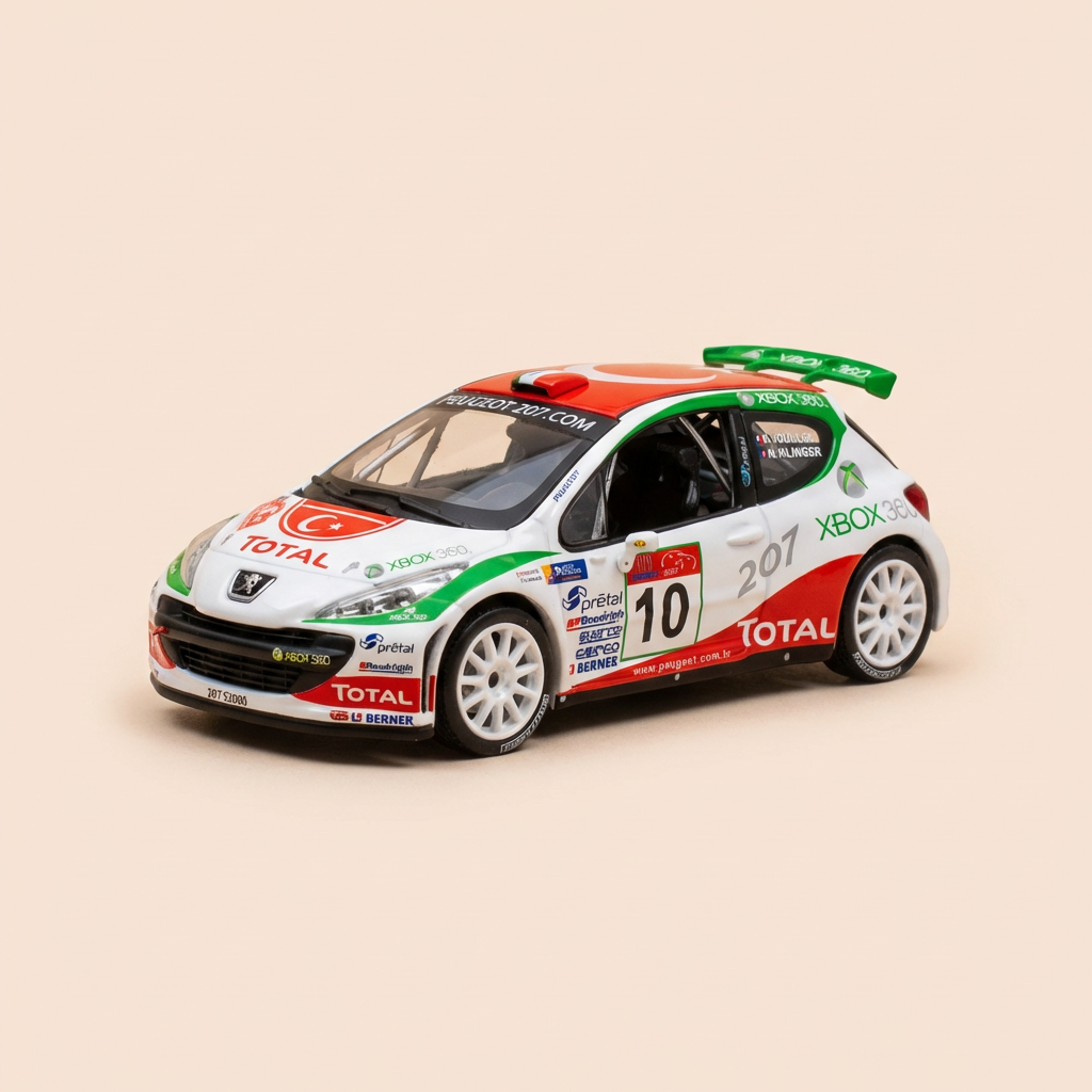 Peugeot 207 S2000 branca, vermelha e verde número 10 - rally de Istambul 2007