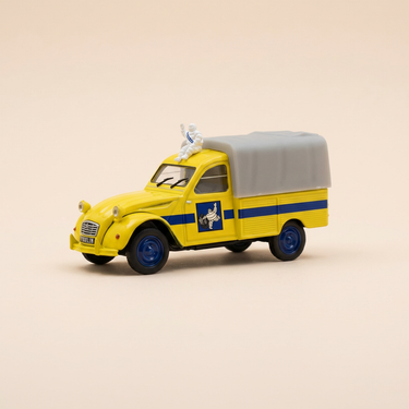 Voiture miniature - Citroën 2 CV pick-up jaune et bâche grise MICHELIN - Norev (sous blister)