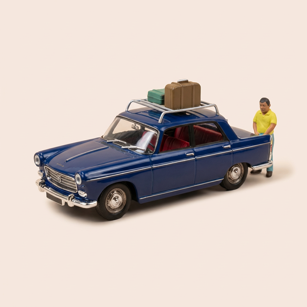 Peugeot 404 blo - La Nationale 7 - déi blo Strooss