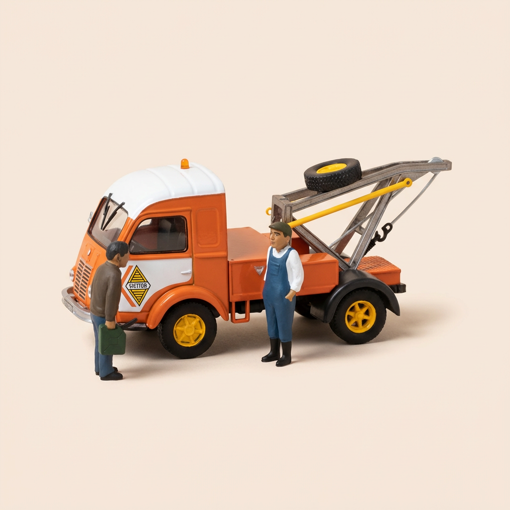 Renault Galion orange Pannendienst - La Nationale 7 - d'blou Strooss
