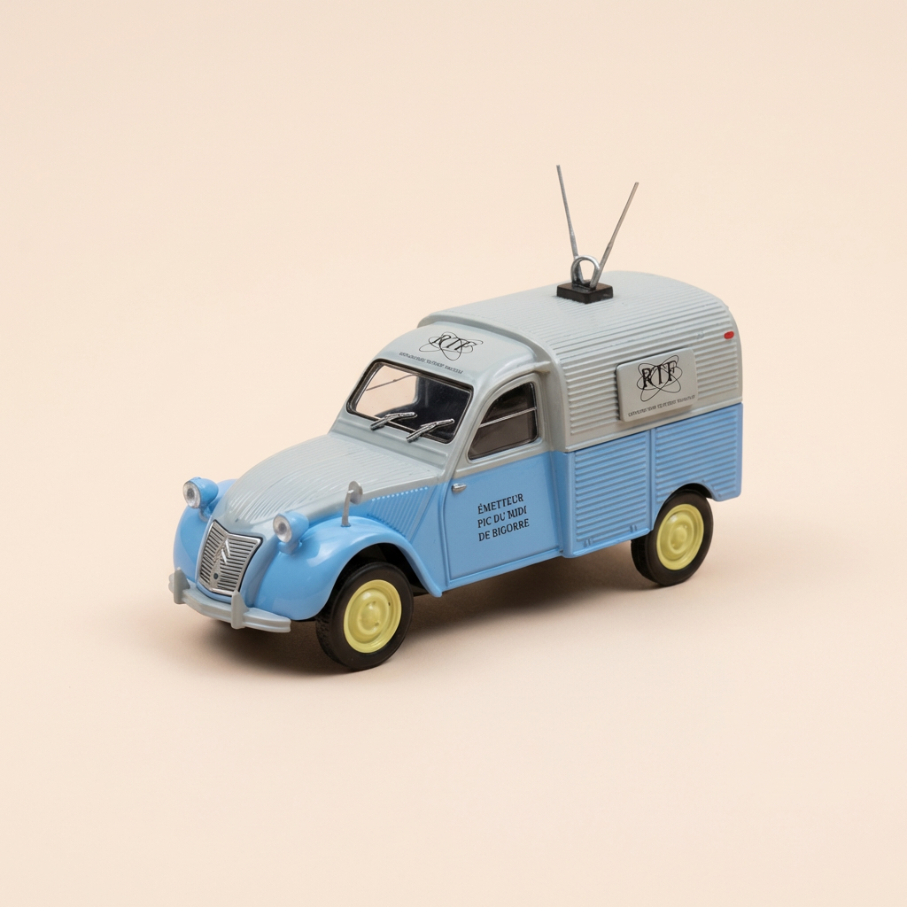 Citroën 2 CV furgonette blo an gëll RTF (emetteur Pic du Midi de Bigorre) - Eligor (an Blister)