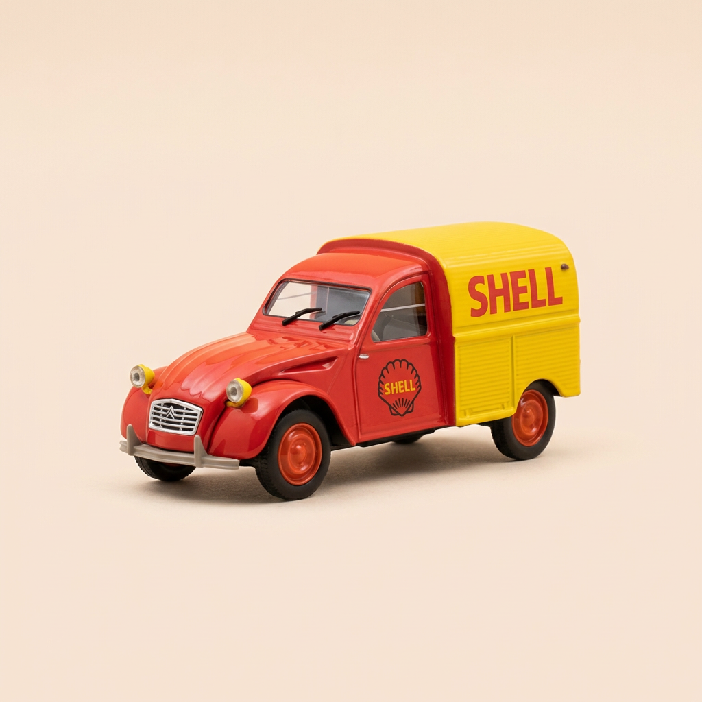 Citroën 2 CV AZU rout a giel SHELL - Norev (oun Blister)