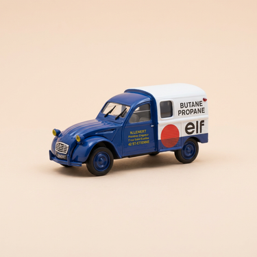 Voiture miniature - Citroën 2 CV AZU bleue et blanche ELF Butane - Propane - Norev (sous blister)
