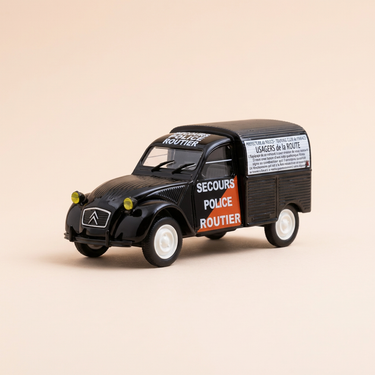 Voiture miniature - Citroën 2 CV AU noire Secours Police Routier - Norev (sous blister)
