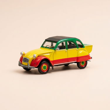 Voiture miniature - Citroën 2 CV rouge, jaune et verte - Eligor