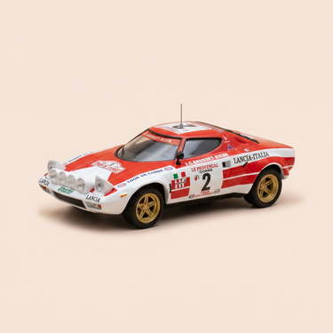 Voiture miniature - Lancia Stratos rouge et blanche numéro 2 - Tour de Corse 1974