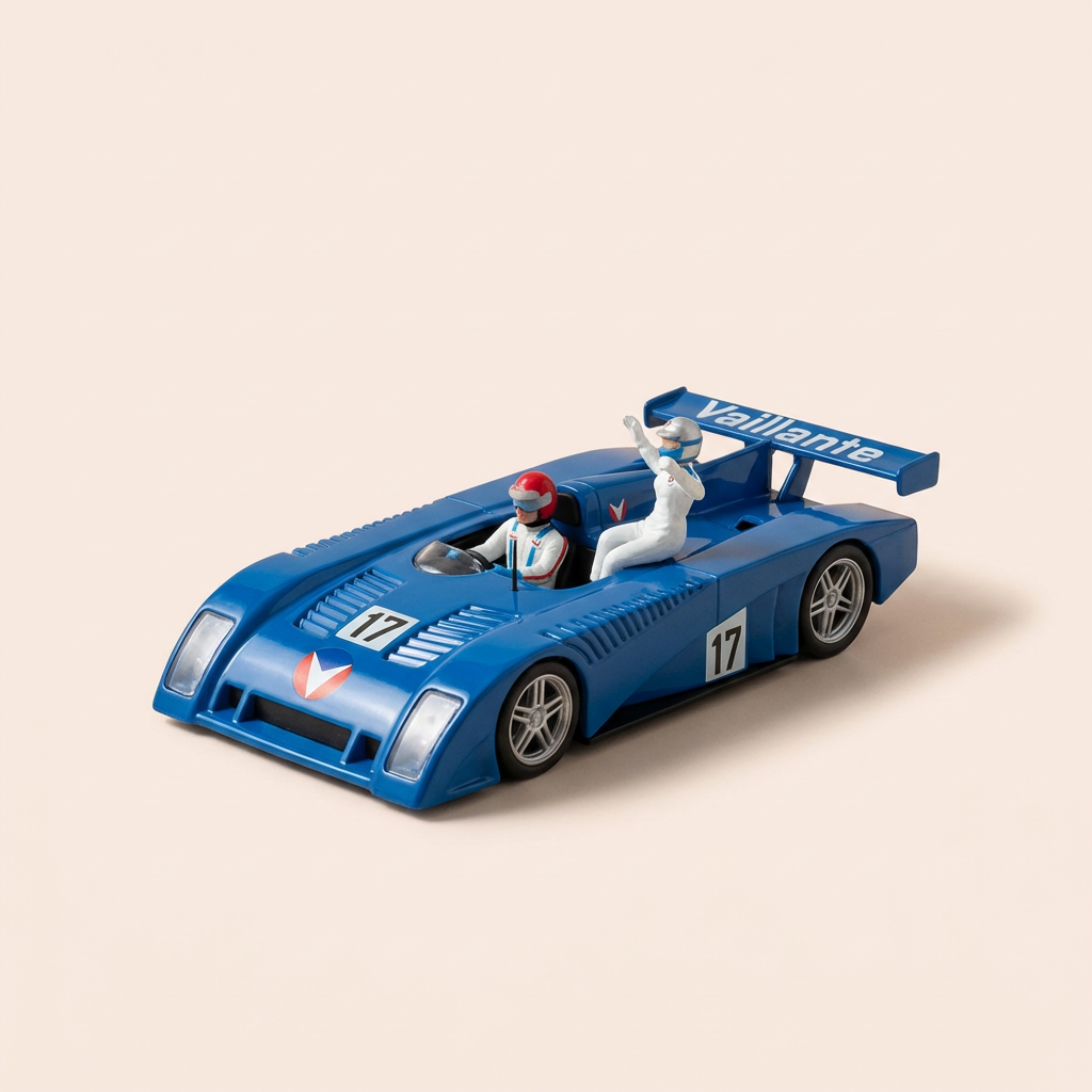 Dunkelblauen Auto Nummer 17 Vaillante LM07 (Album 24 Stonne Ënner Einfluss) - Comic Michel Vaillant