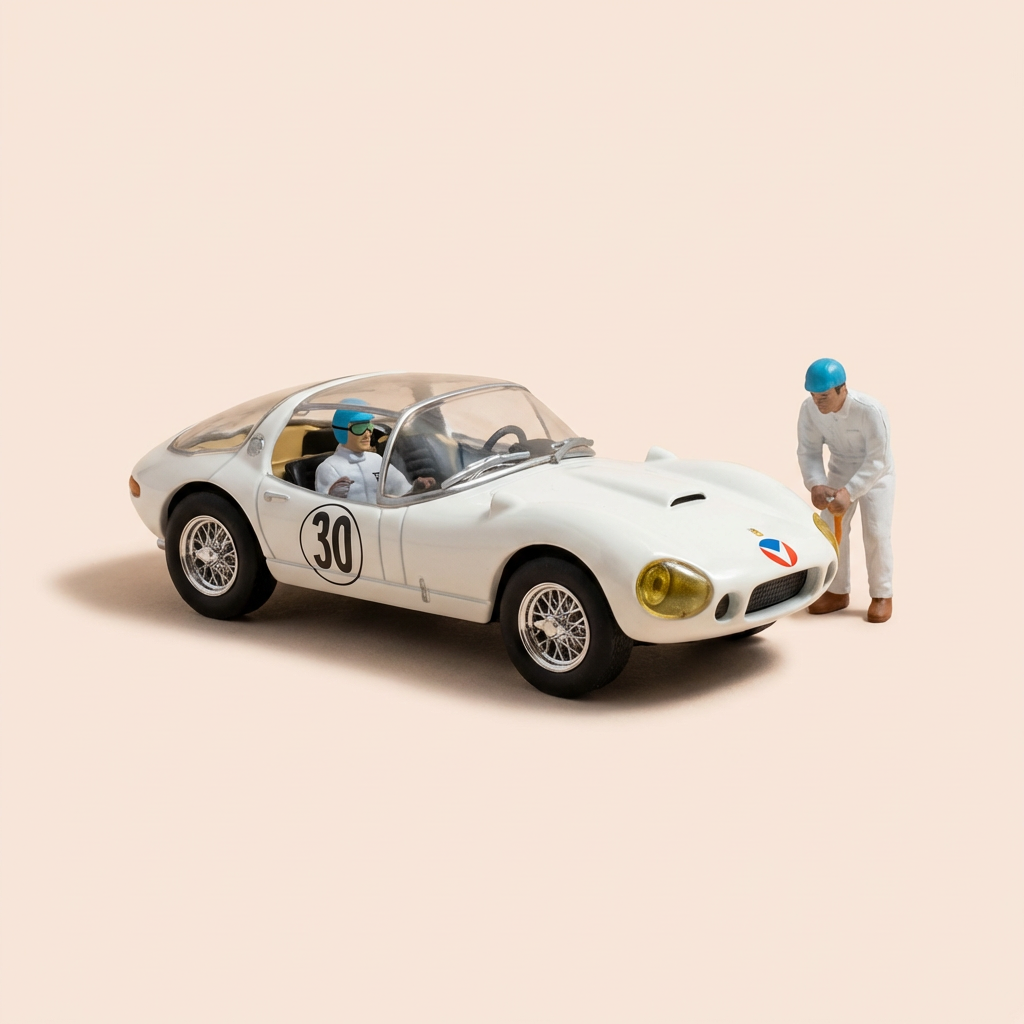 Voiture miniature - Voiture blanche Vaillante Panaméricana (Album le huitième pilote) - Bande Dessinée Michel Vaillant