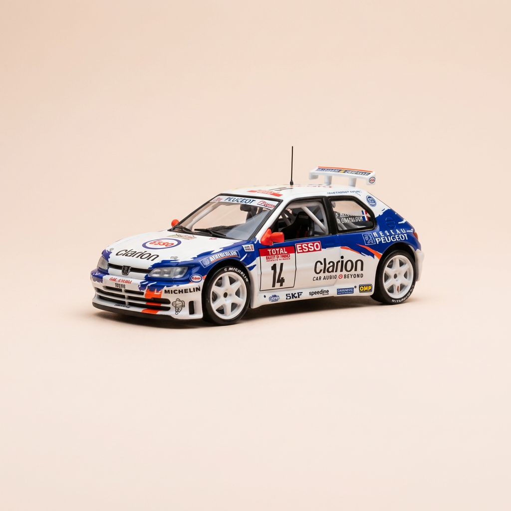 Peugeot 306 Maxi blanche et bleue numéro 14 - tour de Corse de 1998