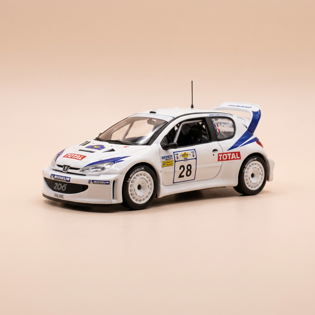 Peugeot 206 WRC blanche numéro 28 - Rallye Acropolis 2001