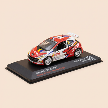Voiture miniature - Peugeot 207 S2000 blanche et rouge numéro 2 - rallye d'Ypres 2008