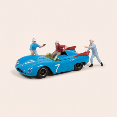 Voiture miniature - Voiture bleue numéro 7 Vaillante Le Mans type 2 (Album Le Grand Défi) - Bande Dessinée Michel Vaillant