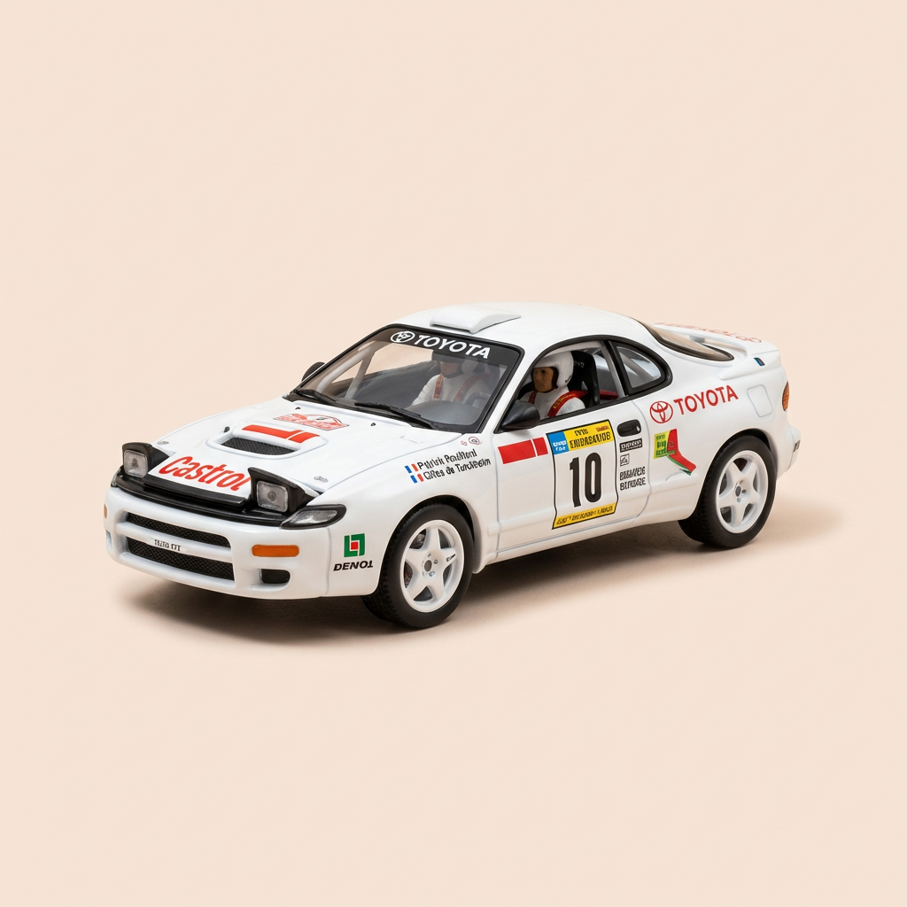 Toyota Célica GT4 blanca, azul y roja número 10 - rallye de Rouergue 2008
