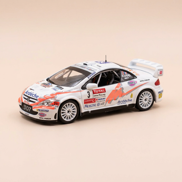 Voiture miniature - Peugeot 307 WRC blanche numéro 3 - rallye du Var 2007