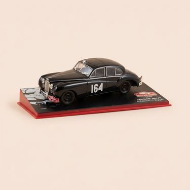 Voiture miniature - Jaguar MKVII noire numéro 164 - rallye de monté-Carlo 1956