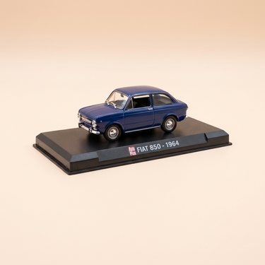 Voiture miniature - Fiat 850 bleue foncée de 1964 - Auto Plus