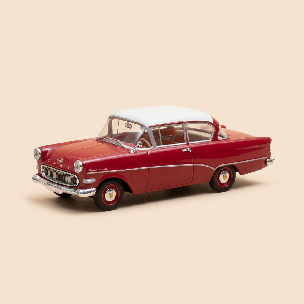 Opel Rekord P1 Limousine Rood met Witte Dak - Minichamps