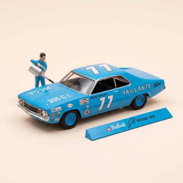 Voiture bleue numéro 77 Vaillante Gil Stock Car (Album Le cirque infernal) - Bande Dessinée Michel Vaillant