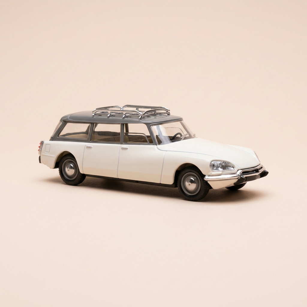 Citroën DS break blanca (blanco roto) y techo gris con galería - Solido referencia 1863
