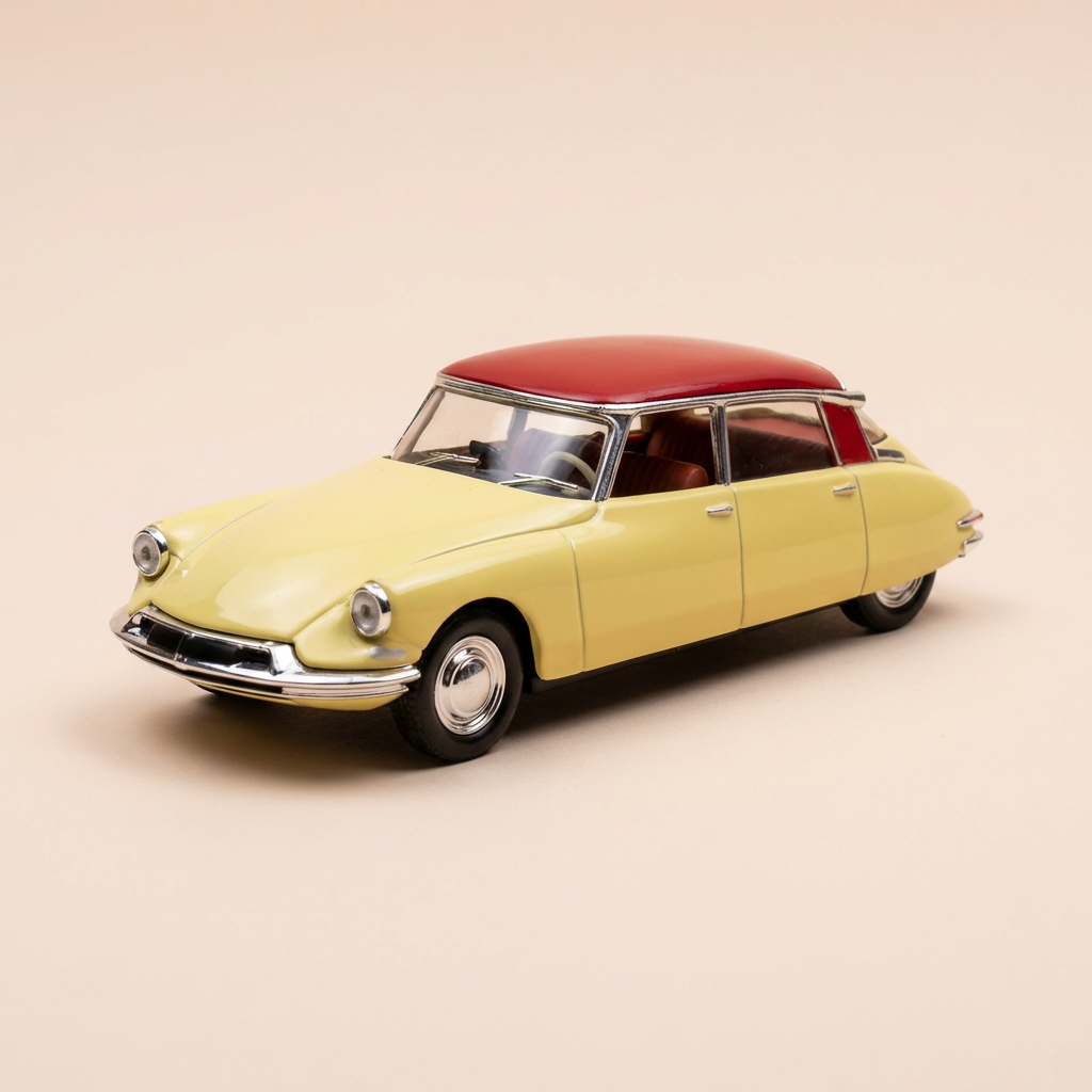 Citroën DS 19 Slough jaune et toit bordeaux de 1956 (sous blister)