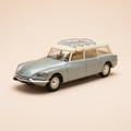 Voiture miniature - Citroën DS breakgrise et toit beige avec galerie - Solido référence 1863