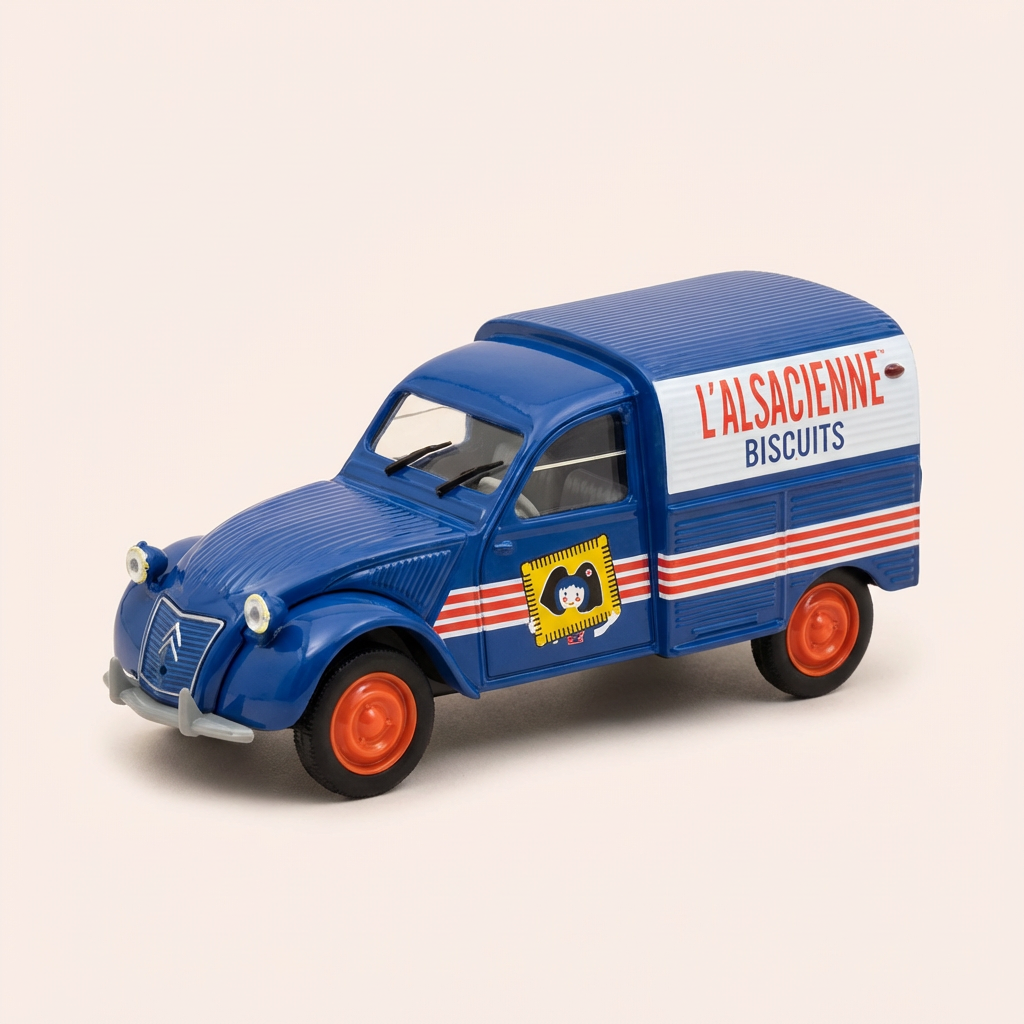 Citroën 2 CV AZU blau und weiß l'Alsacienne Kekse - Norev (in Blister)