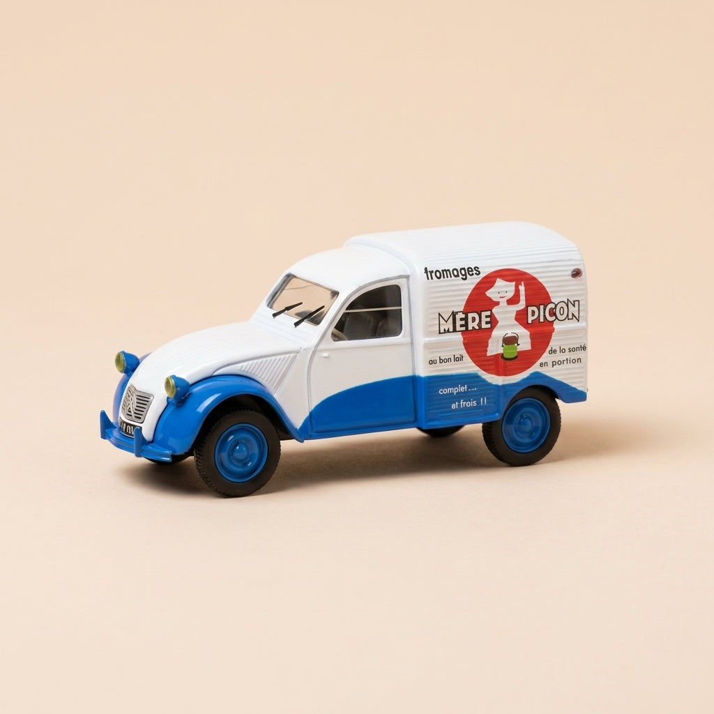 Citroën 2 CV AZU weiß und blau (MERE PICON Käse) - Norev (unter Blister)