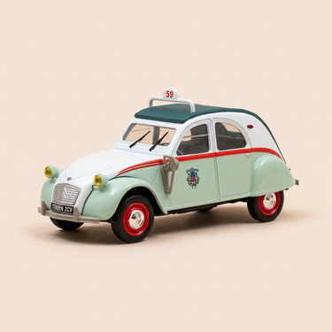 Voiture miniature - Citroën 2 CV AZL verte et blanche TAXI - Norev (sous blister)