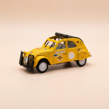 Voiture miniature - Citroën 2 CV AZLP jaune Les 24 heures d'Argenton Sur Creuse - Le Péchereau 1972 - Norev (sous blister)