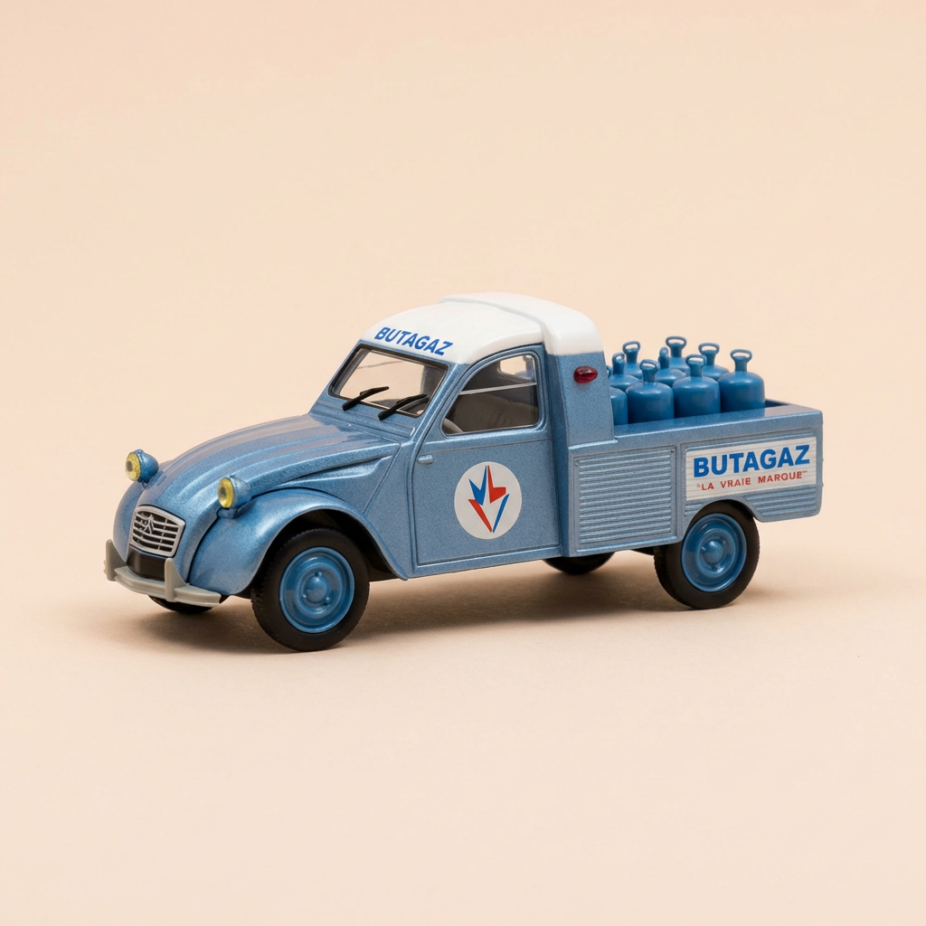 Citroën 2 CV pick-up blau BUTAGAZ (mit Gasflaschen) - Norev (im Blister)