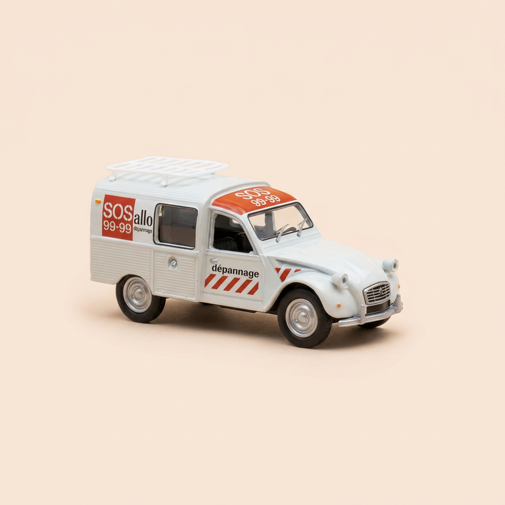 Citroën 2 CV fourgonnette grise claire Allo SOS 99-99 dépannage (sous blister)