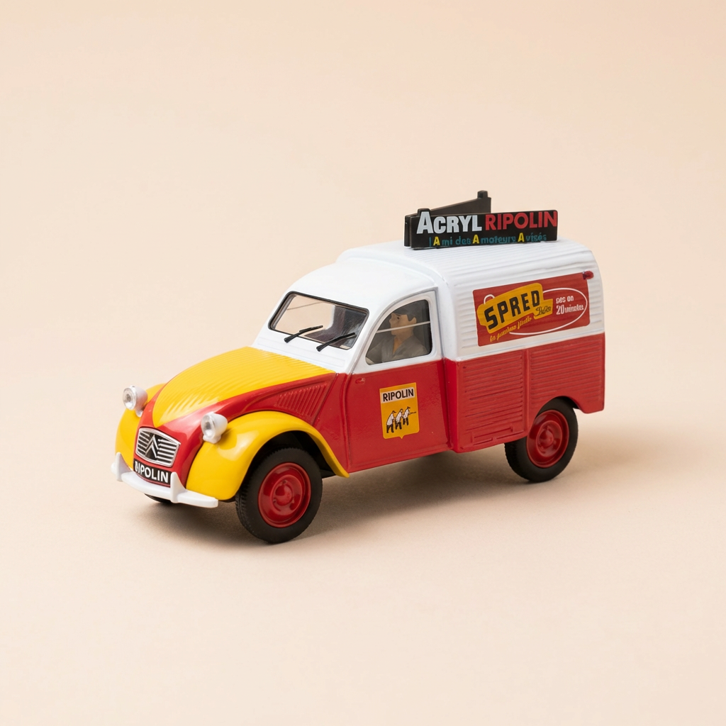 Citroën 2 CV AZU fourgonnette rouge et blanche RIPOLIN - Norev (sous blister)