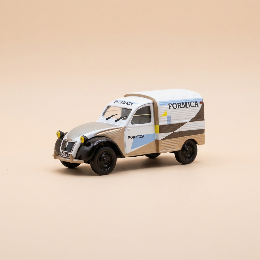 Citroën 2 CV AZU fourgonnette marron, blanche et bleue FORMICA - Norev (sous blister)