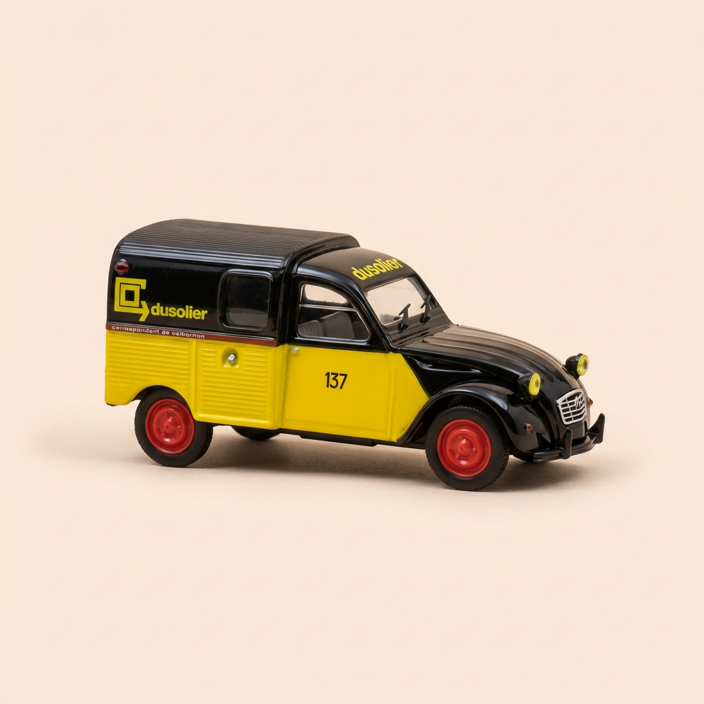 Citroën 2 CV AZU fourgonnette jaune et noire DUSOLIER - Norev (sous blister)