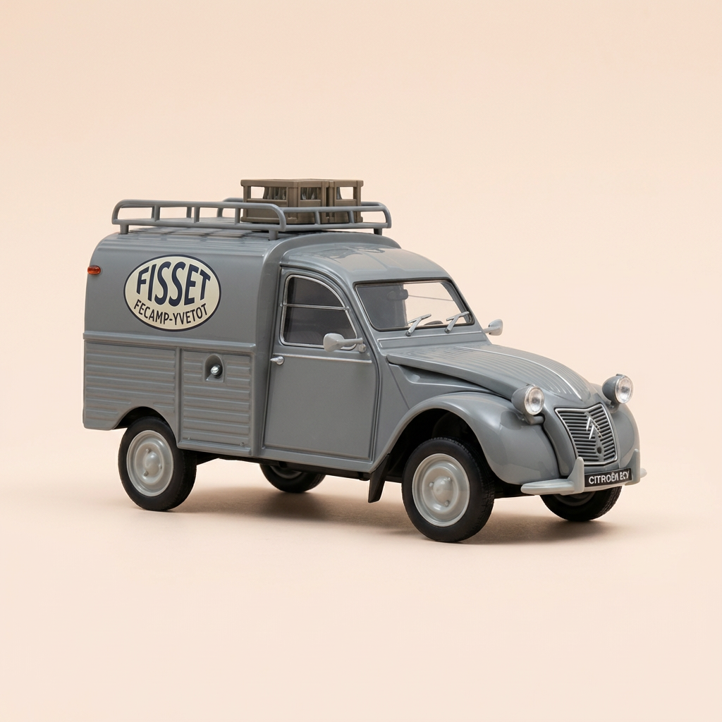 Citroën 2 CV AZU grauer Transporter mit FISSET-Werbung in Fécamp-Yvetot - Norev (im Blister)