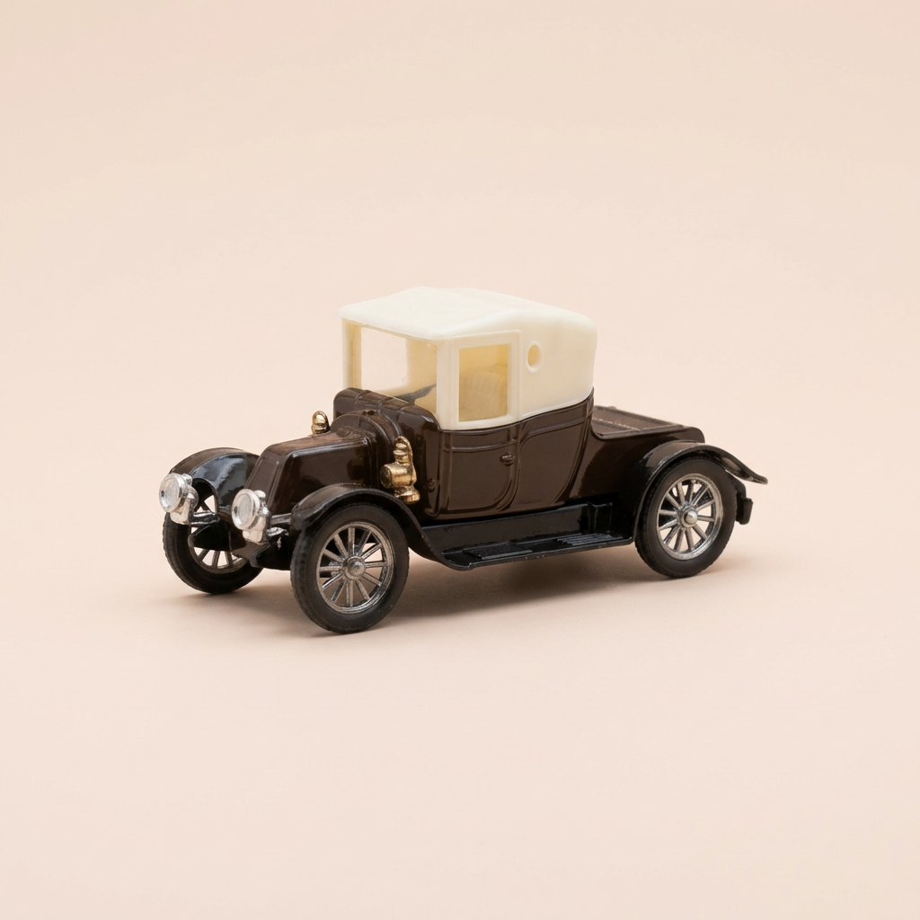 Renault 12/16 Ch w kolorze brązowym i białym z 1910 roku - CORGI nr C862 (szara prostokątna skrzynka)