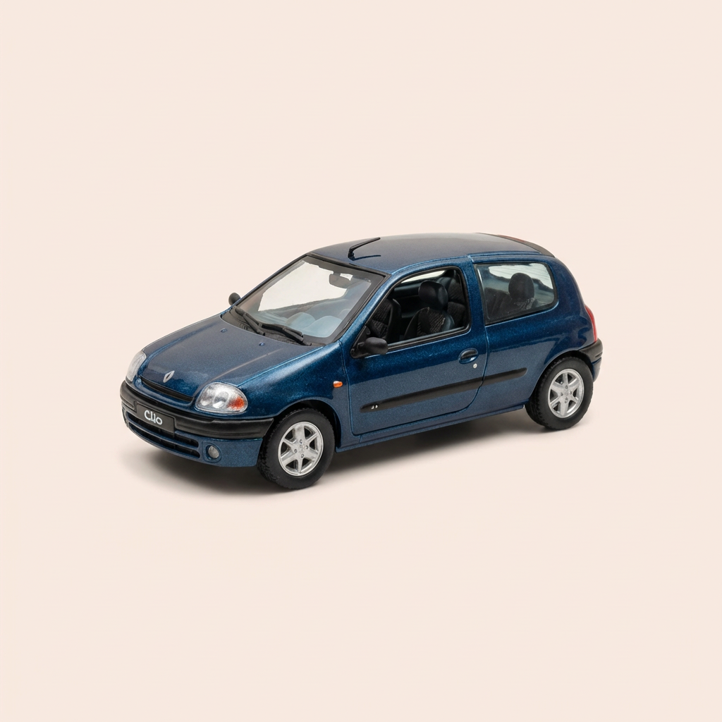 Renault Clio bleue - VITESSE (coffret boite rectangle avec boite en carton blanc)