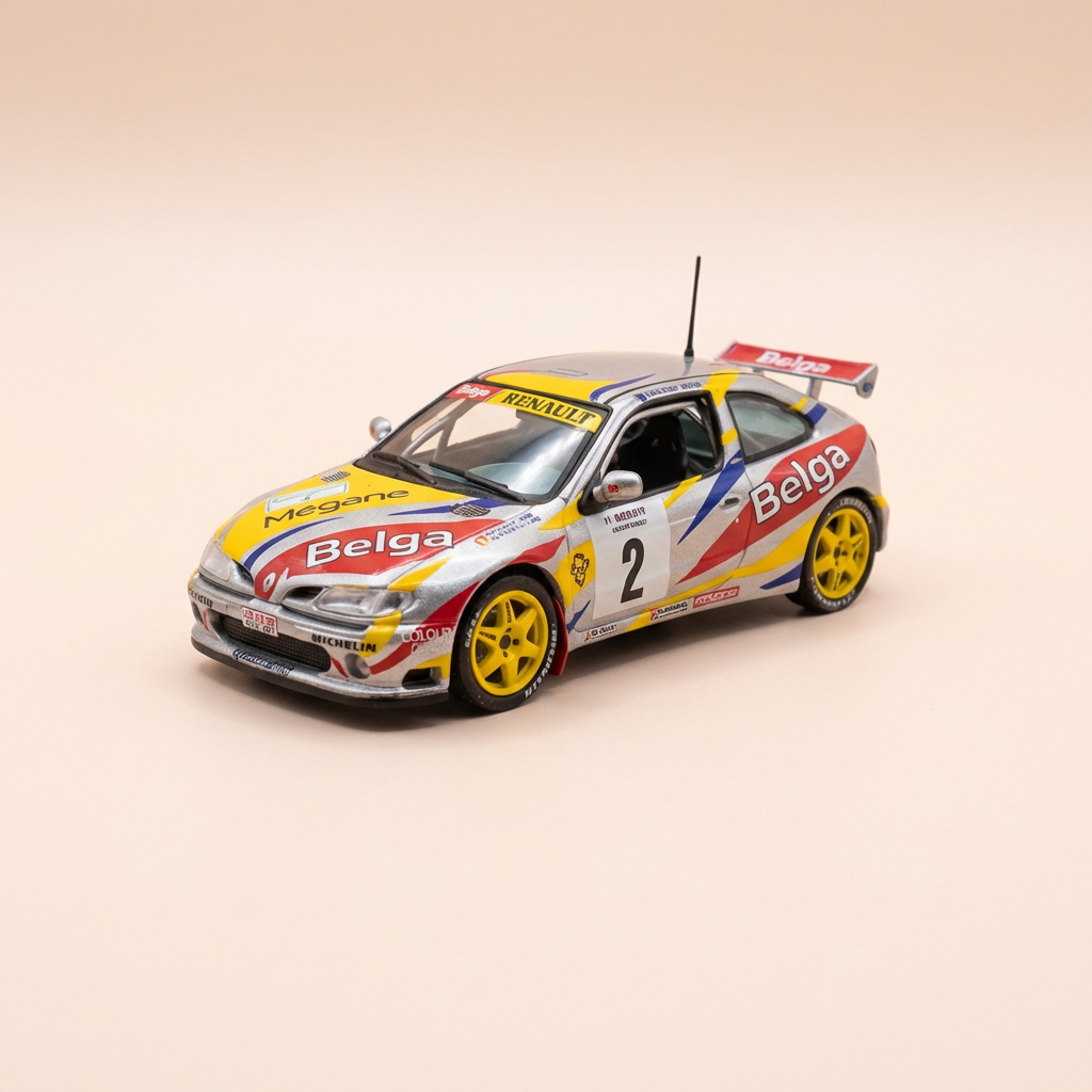 Renault Maxi Mégane szara, żółta i czerwona numer 2 - rajd Hautes-Fagnes - VITESSE (boite carrée)