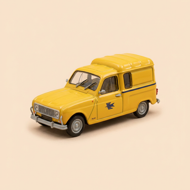 Voiture miniature - Renault 4L fourgonnette jaune de 1962 - La Poste - PTT (boite en plexi)