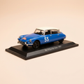 Voiture miniature - Citroën DS 19 bleue et toit couleur crème numéro 55 - Tour de Corse de 1963