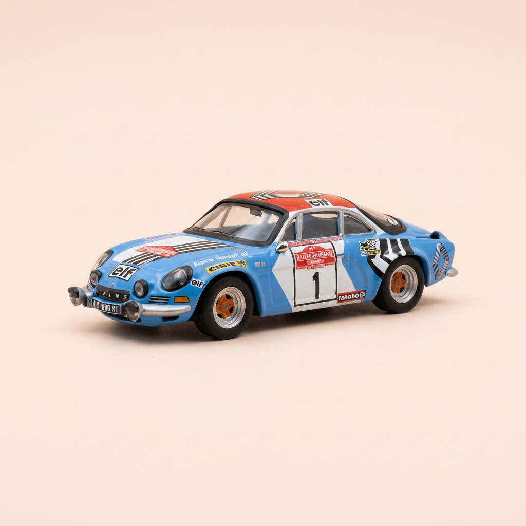 Renault Alpine A110 1800 bleue, blanche et rouge numéro 1 - rallye de San-Rémo 1973 - IXO